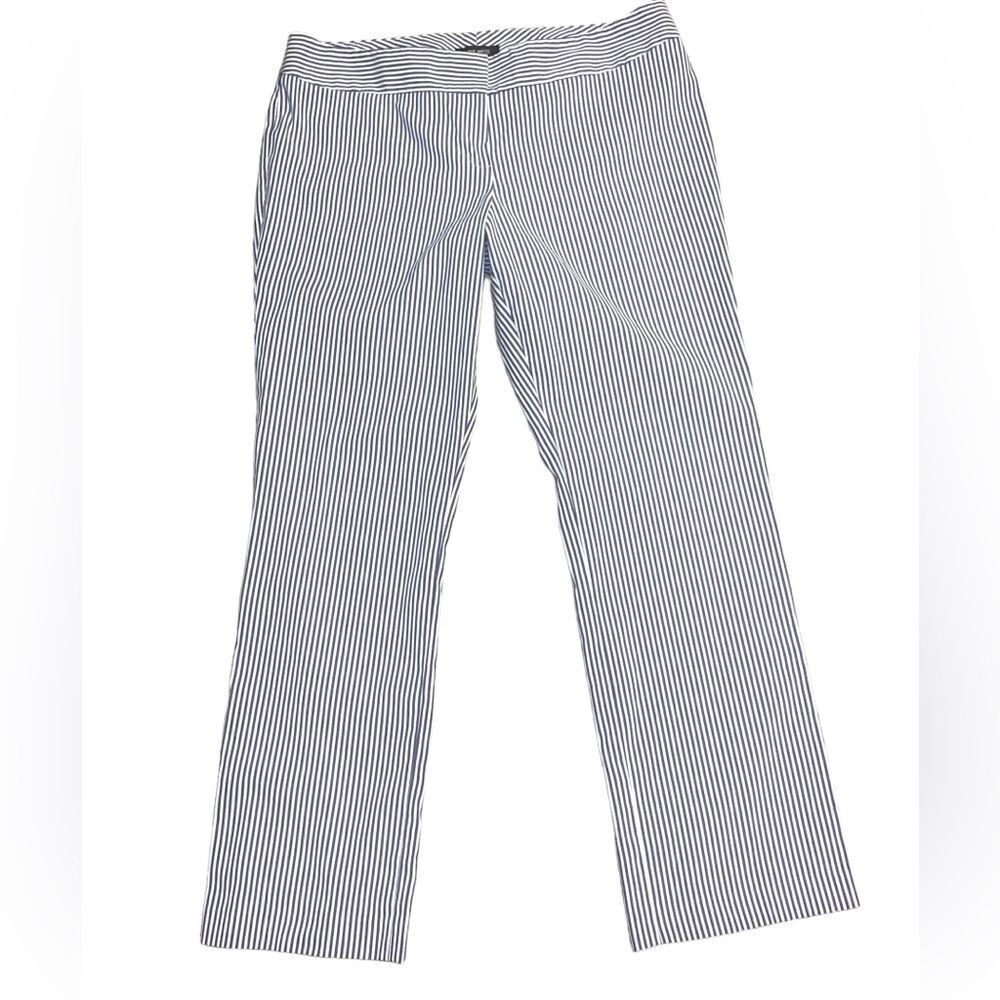 Nine West Navy Ivory Stripe Slim Cut Trouser Pants Womens Plus Size 16